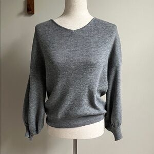 Dukkah Gray Women's Japanese Sweater Bubble Sleeves